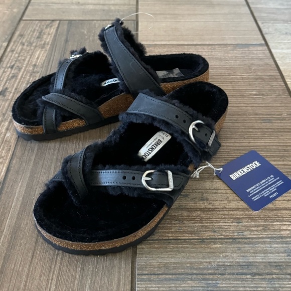 Birkenstock Mayari Shearling Natural Leather Oiled sandals size 6 - Picture 2 of 12